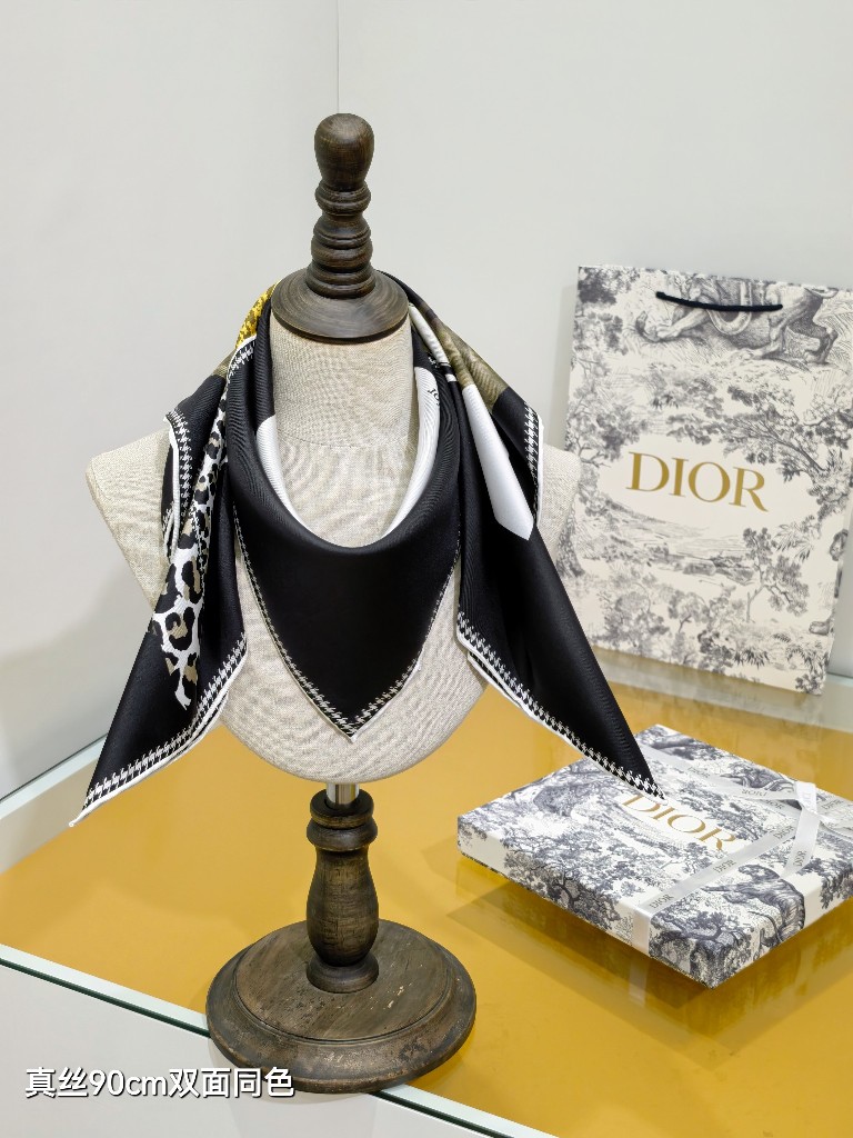 Dior Double-Sided Silk Scarf-009