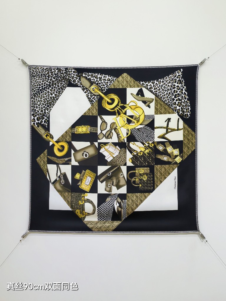 Dior Double-Sided Silk Scarf-007