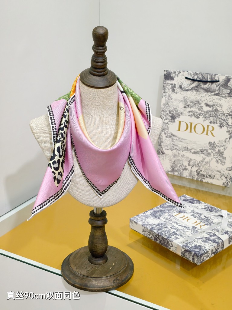 Dior Double-Sided Silk Scarf-006