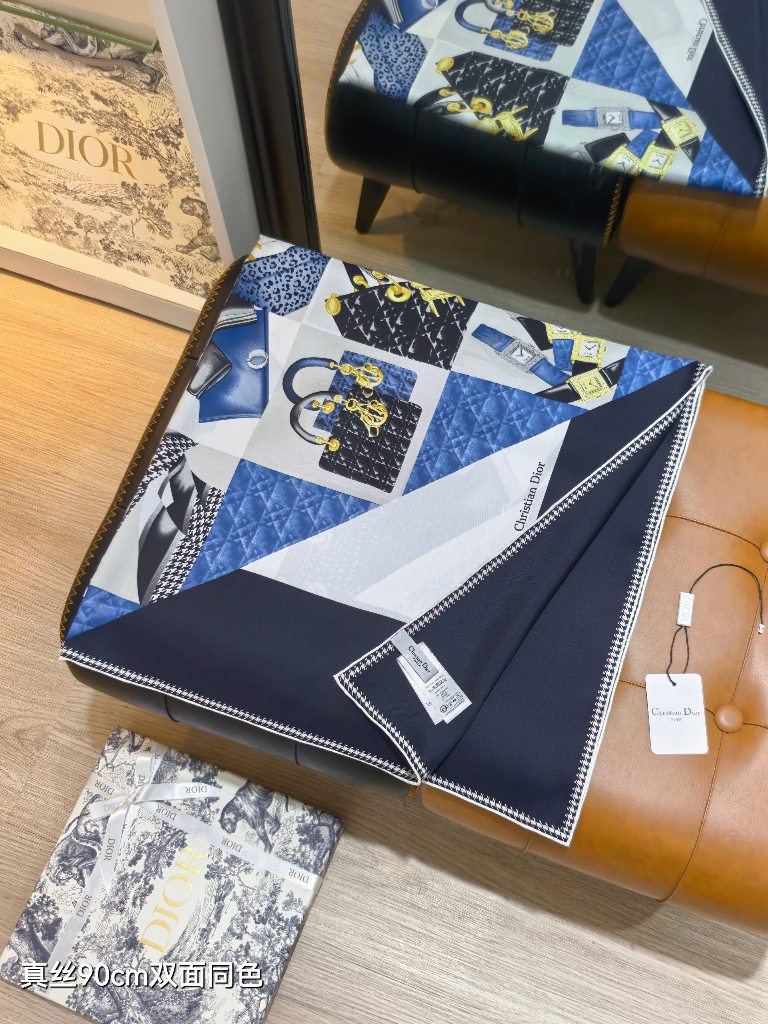 Dior Double-Sided Silk Scarf-002