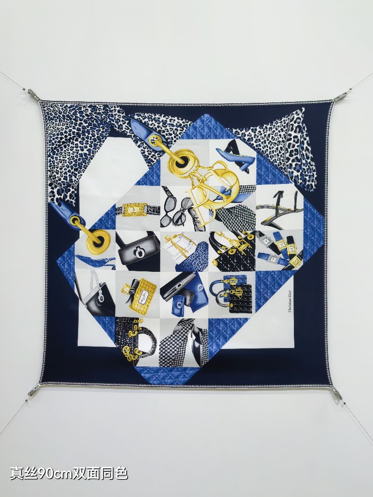 Dior Double-Sided Silk Scarf-001