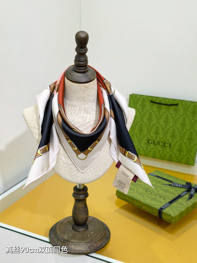 Gucci Double-Sided Silk Scarf-140