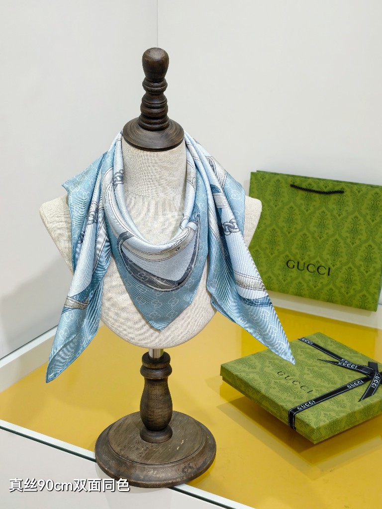 Gucci Double-Sided Silk Scarf-056