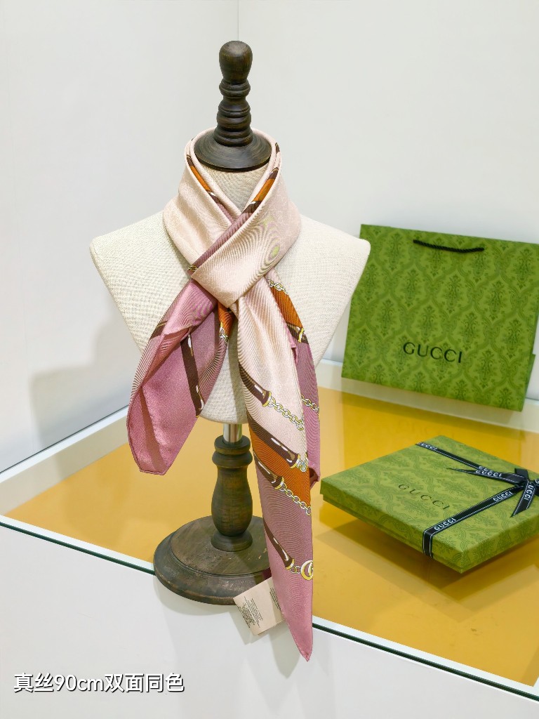 Gucci Double-Sided Silk Scarf-052