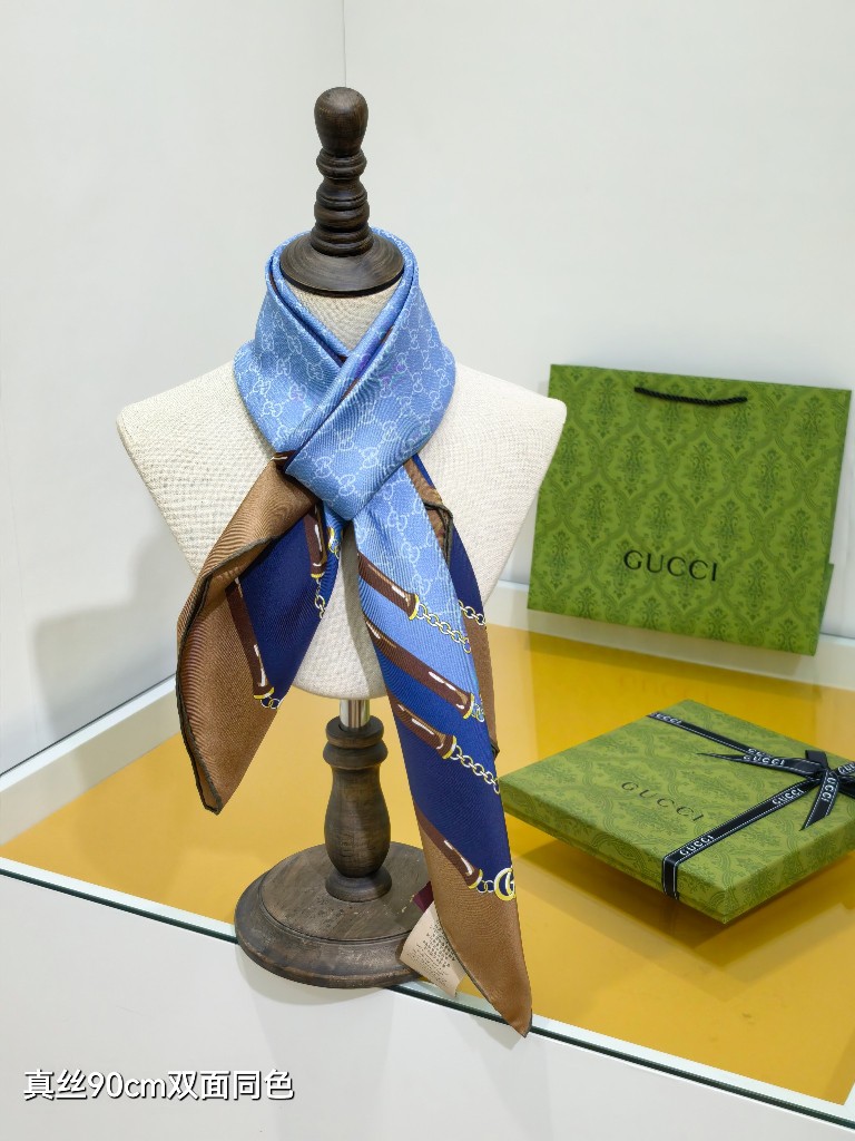 Gucci Double-Sided Silk Scarf-049