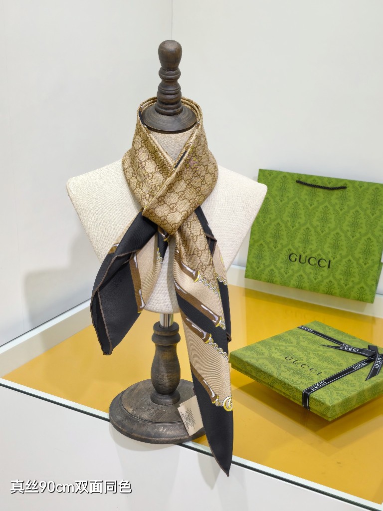 Gucci Double-Sided Silk Scarf-046