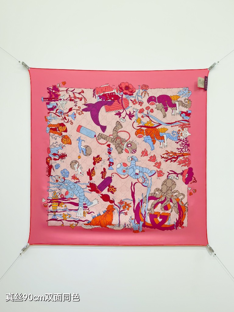 Gucci Double-Sided Silk Scarf-035